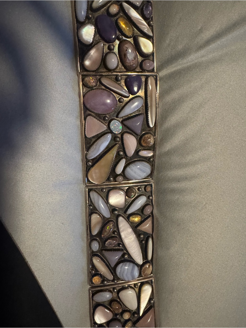 Authentic Vintage Mosaic Pastel Stone Concho Belt - Picture 4 of 11